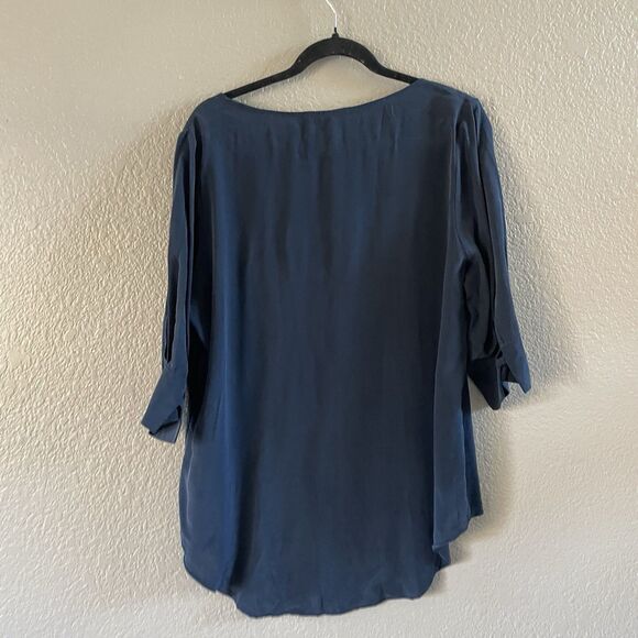 Kain Label Blouse Womens Large Blue Silk Button Tunic Minimalist Coastal Preppy - Picture 2 of 10